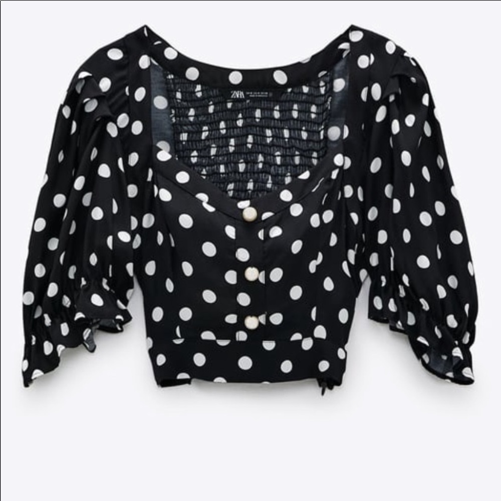 Zara Puff Sleeve Dot Top